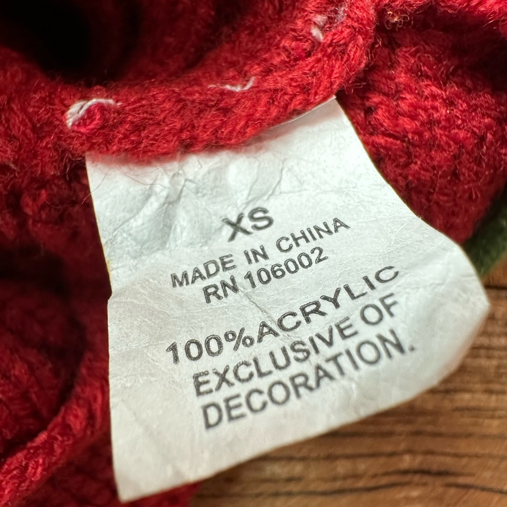 Festive Red and Green Knit Dog Sweater for Christmas - Picture 3 of 4